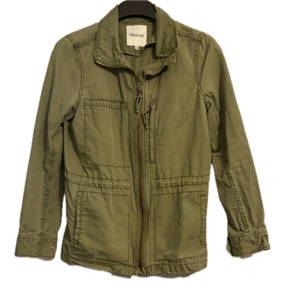 Madewell Women's Utility Jacket Size M Green Cotton Military Casual